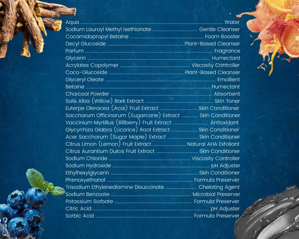 Slate Body Move Body Wash - Clean ingredients - Willow Bark Extract, Acai, Sugarcane, Charcoal, Licorice