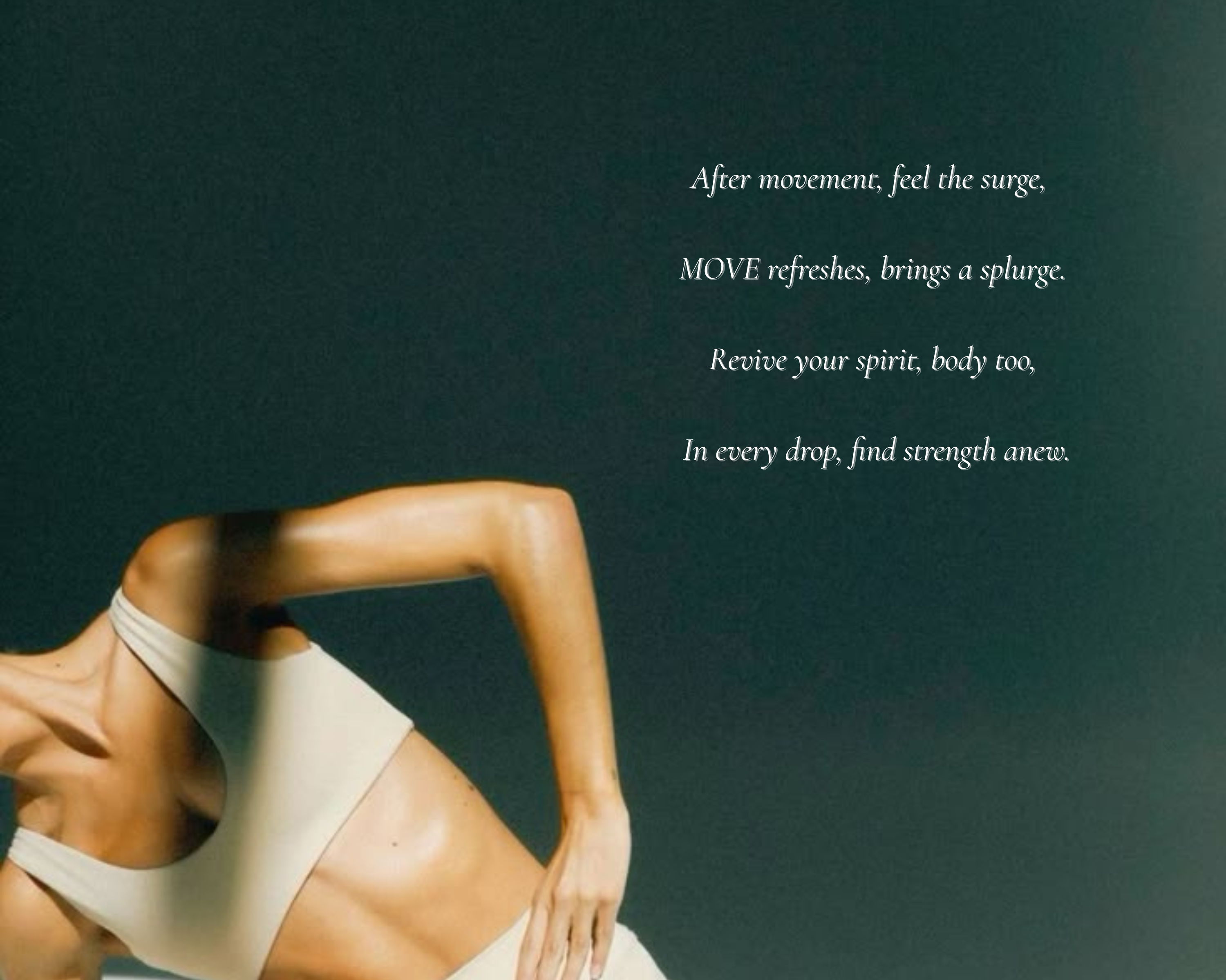 Person in a swimsuit with motivational text on a dark background